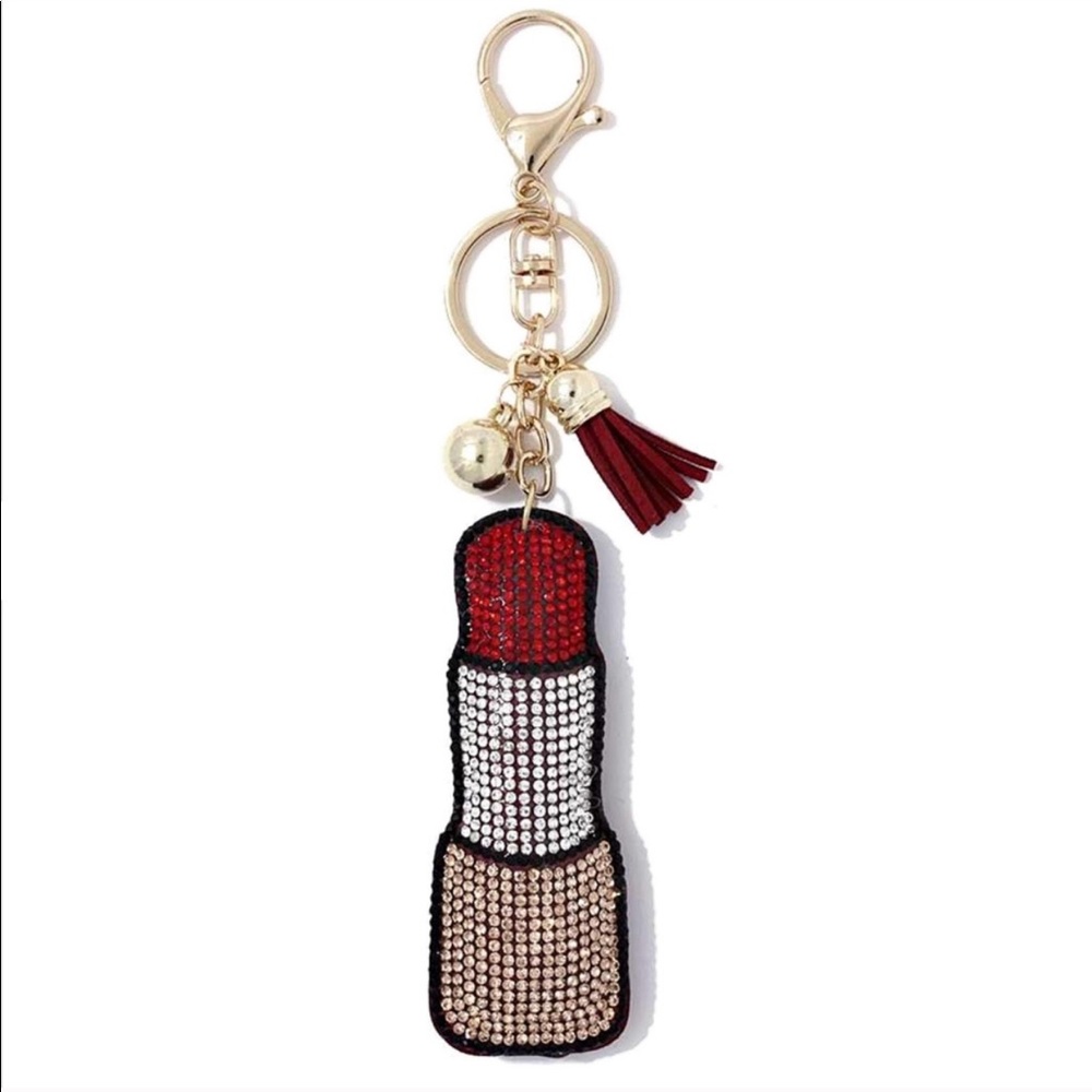 Puffy Lipstick Keychain Purse Charm